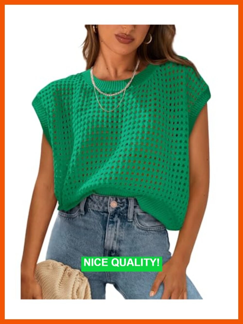 Crochet Cap Sleeve Sweater Pullover Boho Crewneck Summer Top